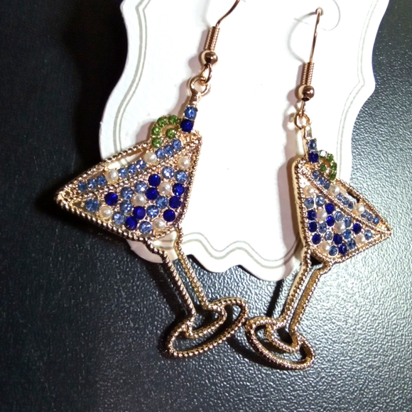 Cocktail Rhinestone Earrings - Picture 3 of 6